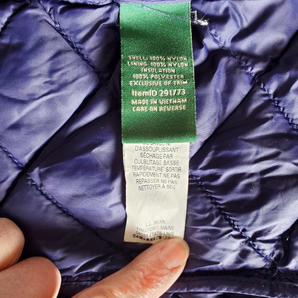 L.L. Bean Navy Blue Diamond Quilted Snap-Front Lightweight Puffer Jacket - Picture 5 of 7